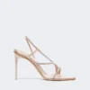 Satin and crystal sandals, make up nude