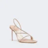 Satin and crystal sandals, make up nude