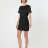 Satin and jersey t-shirt, black