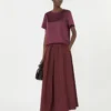 Satin and jersey t-shirt, bordeaux