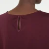 Satin and jersey t-shirt, bordeaux