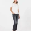 Satin and jersey t-shirt, ecru