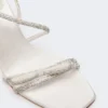 Satin and rhinestone sandals, ivory