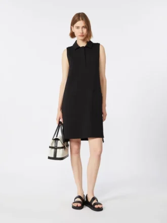 Scuba jersey polo dress, black Scuba jersey polo dress, black