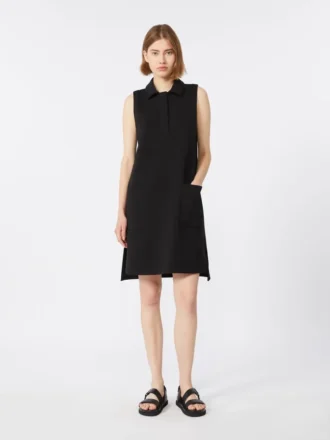 Scuba jersey polo dress, black Scuba jersey polo dress, black