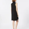 Scuba jersey polo dress, black