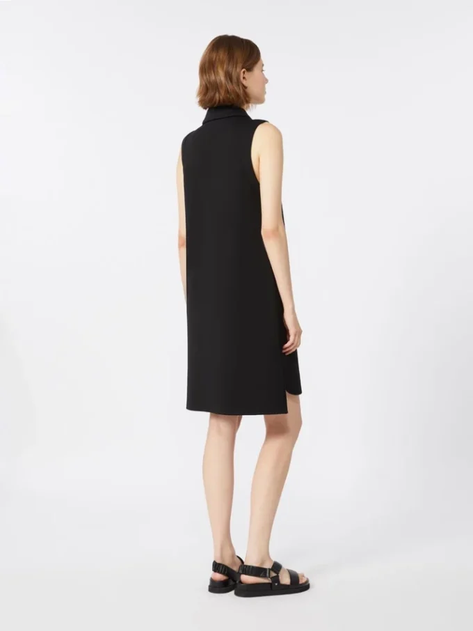 Scuba jersey polo dress, black