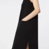 Scuba jersey polo dress, black