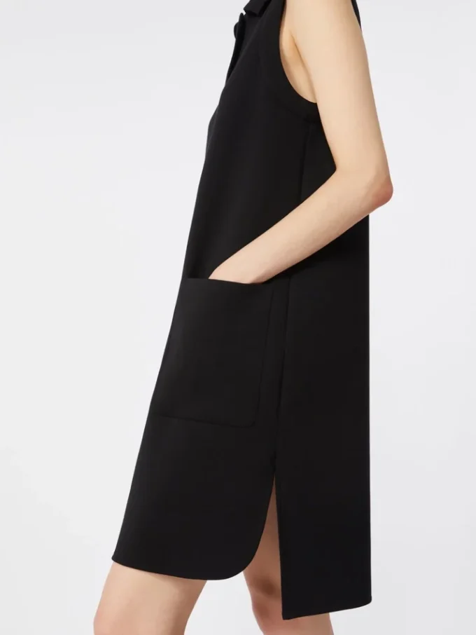 Scuba jersey polo dress, black