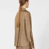 Semi-fitted printed silk shirt, mud