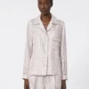 Semi-fitted printed silk shirt, pink