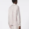Semi-fitted printed silk shirt, pink