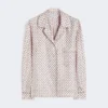 Semi-fitted printed silk shirt, pink