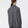 Semi-fitted printed silk shirt, ultramarine