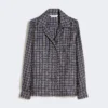 Semi-fitted printed silk shirt, ultramarine