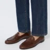 Semi-glossy leather moccasins, cocoa Semi-glossy leather moccasins, cocoa