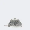 Sequin-adorned small satin pasticcino bag, silver Sequin-adorned small satin pasticcino bag, silver