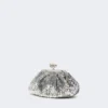 Sequin-adorned small satin pasticcino bag, silver Sequin-adorned small satin pasticcino bag, silver