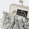 Sequin-adorned small satin pasticcino bag, silver Sequin-adorned small satin pasticcino bag, silver