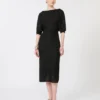 Sequinned viscose yarn dress, black