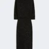 Sequinned viscose yarn dress, black