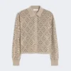 Sequinned wool cardigan, brown