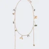 Set of metal and glass necklaces, emerald