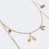 Set of metal and glass necklaces, emerald