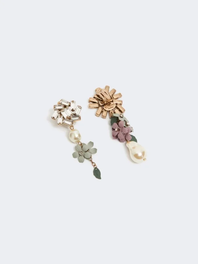Set with flower and crystal details, gold
