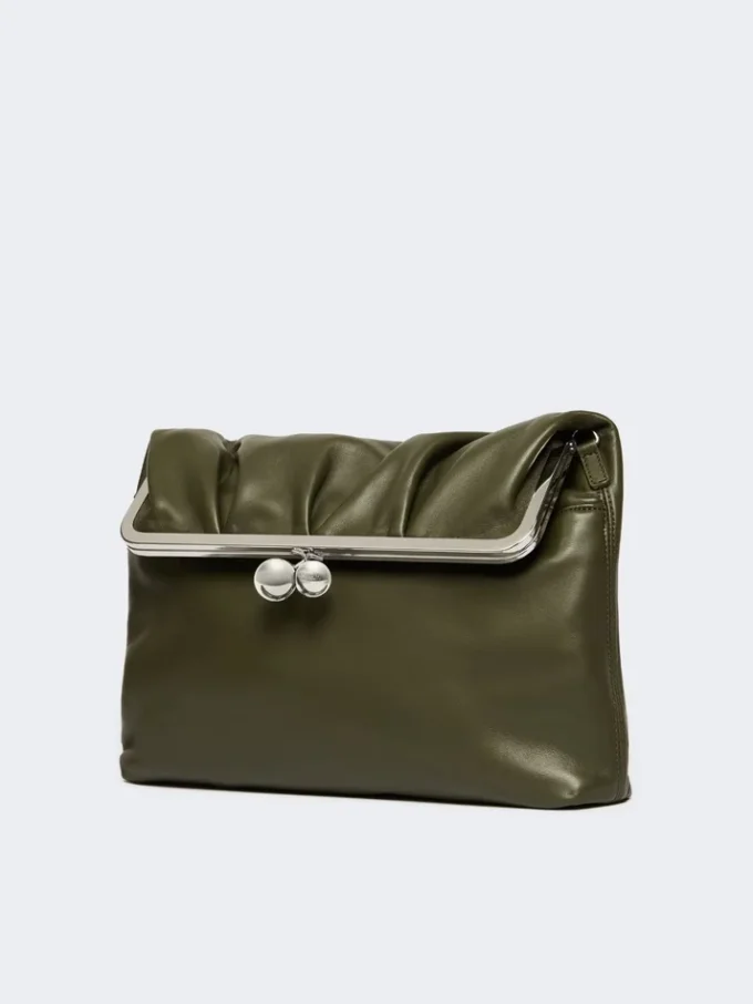Shiny nappa leather envelope pasticcino bag, dark green Shiny nappa leather envelope pasticcino bag, dark green