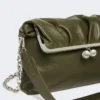 Shiny nappa leather envelope pasticcino bag, dark green Shiny nappa leather envelope pasticcino bag, dark green