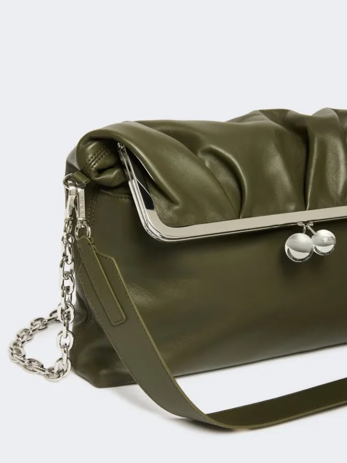 Shiny nappa leather envelope pasticcino bag, dark green Shiny nappa leather envelope pasticcino bag, dark green
