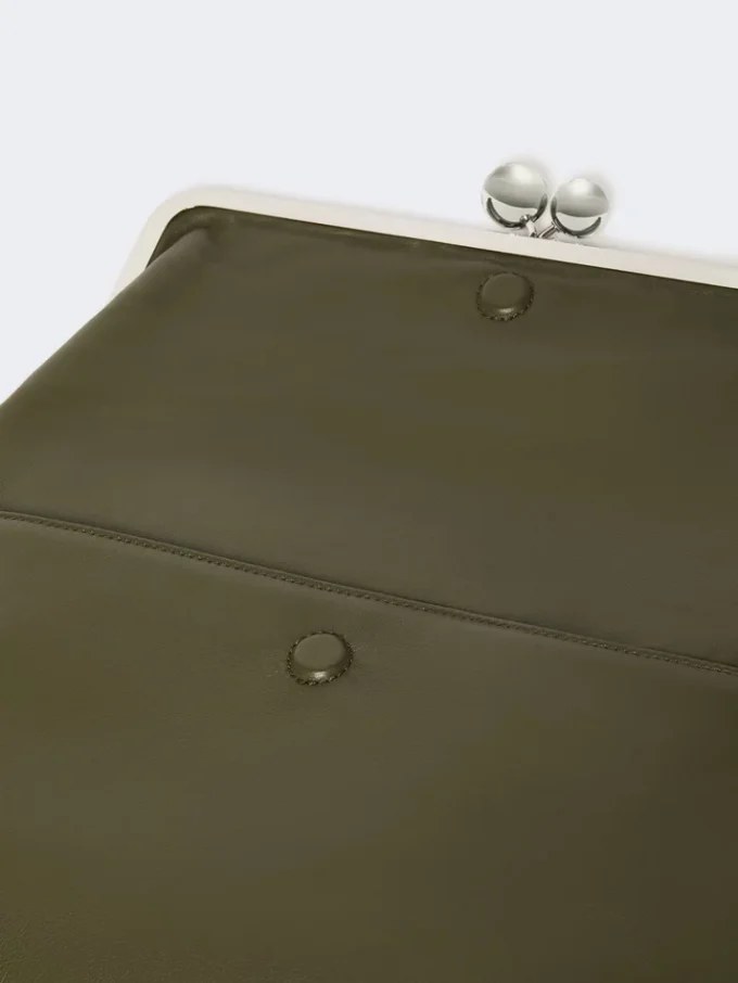 Shiny nappa leather envelope pasticcino bag, dark green Shiny nappa leather envelope pasticcino bag, dark green