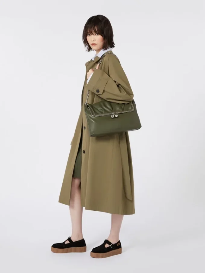 Shiny nappa leather envelope pasticcino bag, dark green Shiny nappa leather envelope pasticcino bag, dark green
