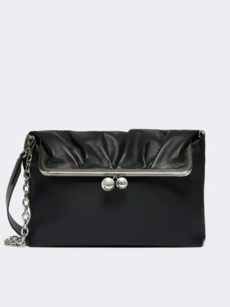 Shiny nappa leather envelope pasticcino bag, ultramarine