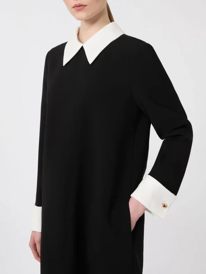 Short cady dress, black