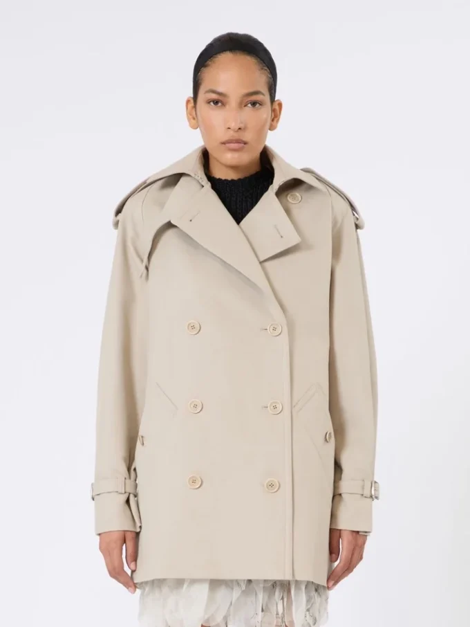 Short cotton duster coat, sand Short cotton duster coat, sand