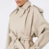 Short cotton duster coat, sand Short cotton duster coat, sand
