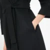 Short double-faced wool coat, black