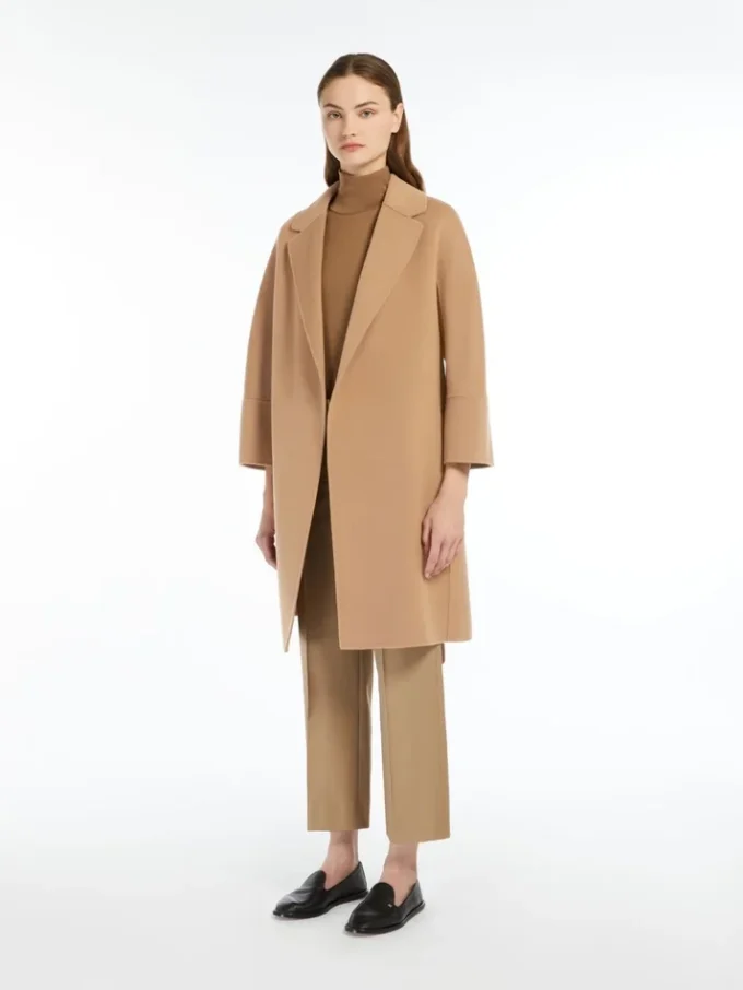 Short double-faced wool coat, camel Short double-faced wool coat, camel