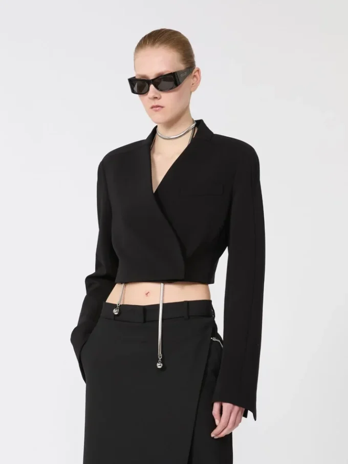 Short jersey jacket, black
