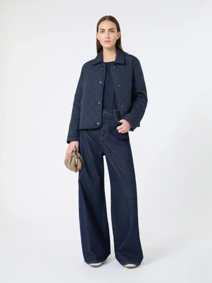 Short padded jacket in water-repellent fabric, navy Short padded jacket in water-repellent fabric, navy