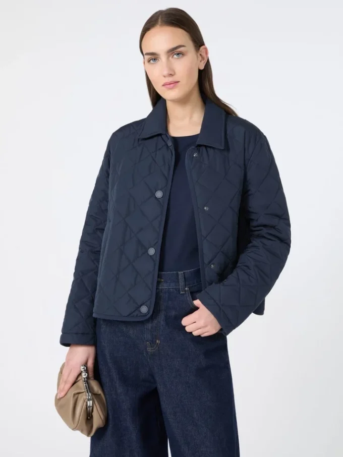 Short padded jacket in water-repellent fabric, navy Short padded jacket in water-repellent fabric, navy