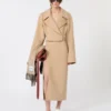 Long double-faced wool skirt, caramel