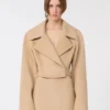 Short pure wool outerwear, caramel