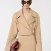 Short pure wool outerwear, caramel