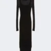 Short-sleeved stretch viscose dress, black