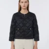 Short water-repellent canvas padded jacket, black Short water-repellent canvas padded jacket, black