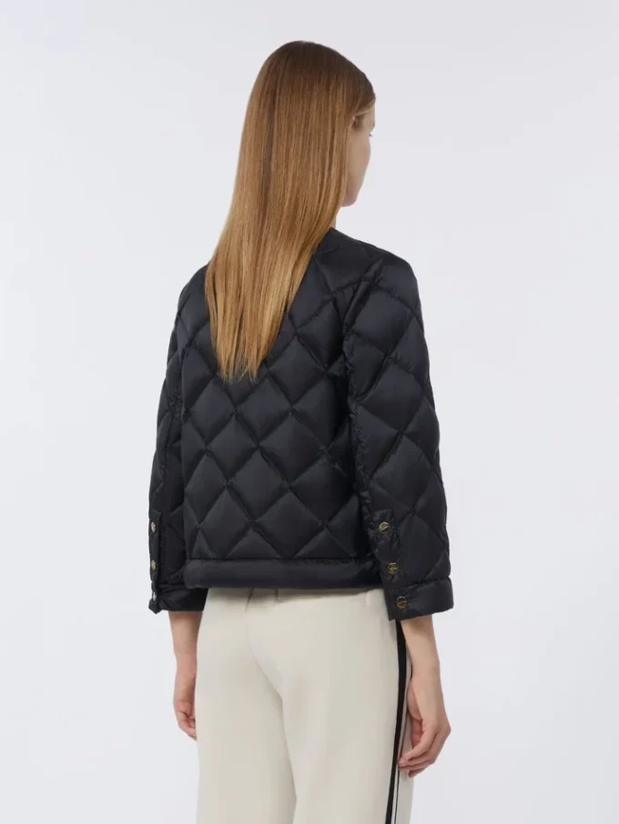 Short water-repellent canvas padded jacket, black Short water-repellent canvas padded jacket, black