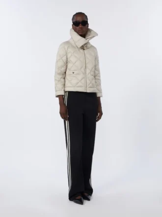 Short water-repellent canvas padded jacket, sand
